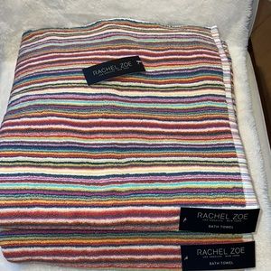 Rachel Zoe Striped Rainbow 52” x 30”Bath Bathroom Towel Set Soho Living Set of 2